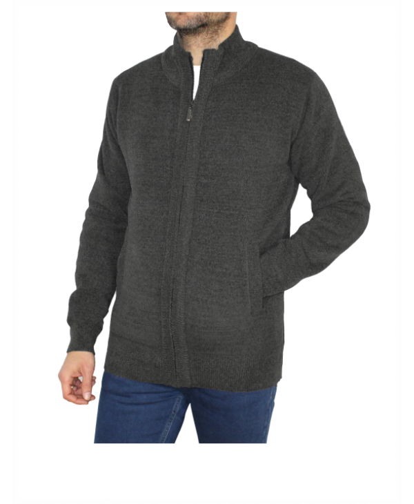Men's jacket with fur inside in gray color and side pockets JACKETS