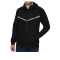Black men's jacket with hood and zipper in special fabric