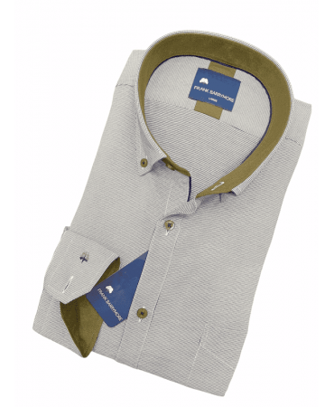 Frank Barrymore Shirt with Miniature Blue on Gray Arzan Base and Oil Finishes
