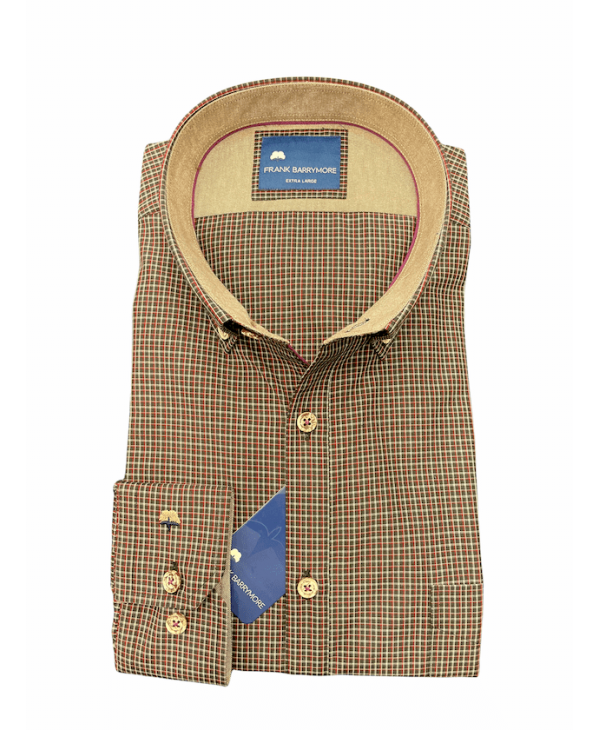 Frank Barrymore Beige and Borto Plaid Shirts in Brown Base