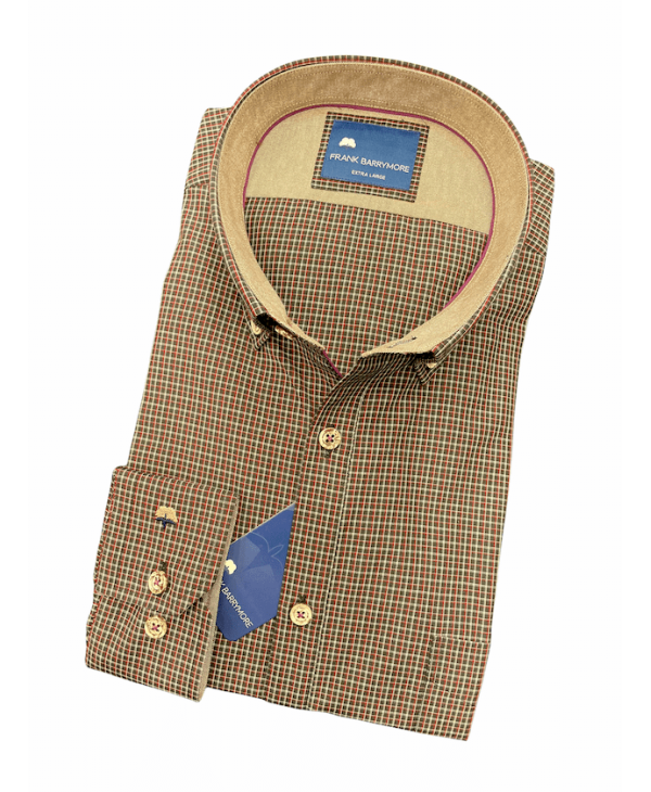 Frank Barrymore Beige and Borto Plaid Shirts in Brown Base FRANK BARRYMORE SHIRTS