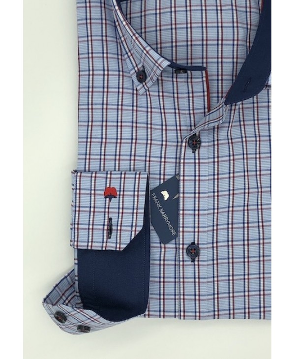 Frank Barrymore Plaid Shirts in Blue Base with Pocket FRANK BARRYMORE SHIRTS