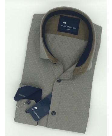 Frank Barrymore shirt in miniature Beige with Blue trim