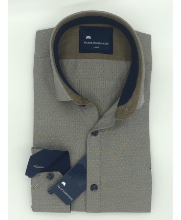 Frank Barrymore shirt in miniature Beige with Blue trim