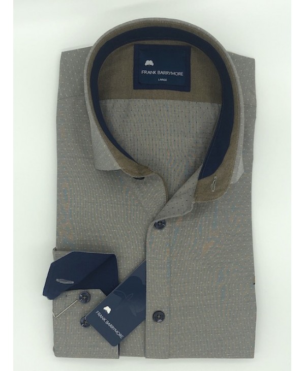 Frank Barrymore shirt in miniature Beige with Blue trim FRANK BARRYMORE SHIRTS