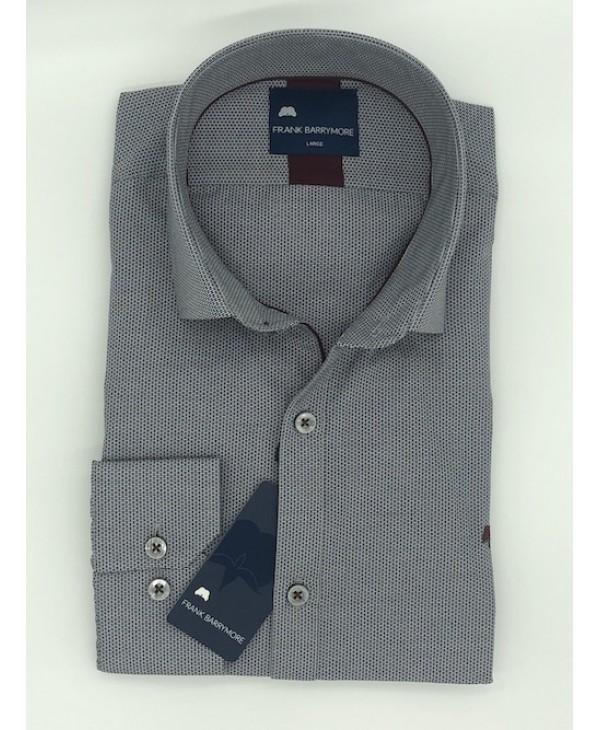 Frank Barrymore shirt in Gray miniature with Bordeaux details FRANK BARRYMORE SHIRTS
