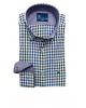 Men's purple plaid shirt on a white base as well as purple color inside the collar and cuff FRANK BARRYMORE SHIRTS