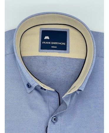 Frank Barrymore Shirt with Micro Design Blue on Blue Base and Beige Finishes
