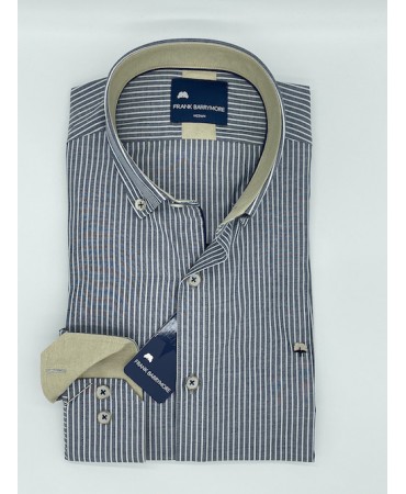Frank Barrymore Shirt in Grey Base with White Stripe