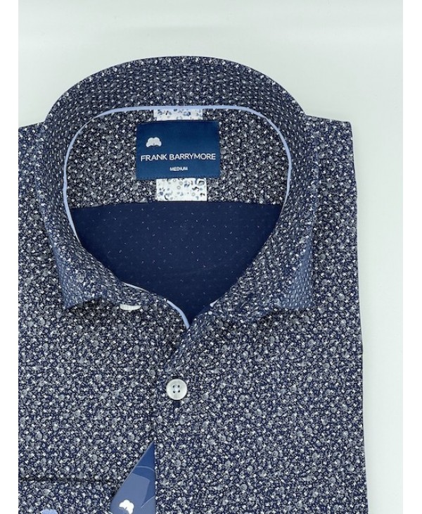  Frank Barrymore Shirt with Miniature White on a Blue Base FRANK BARRYMORE SHIRTS