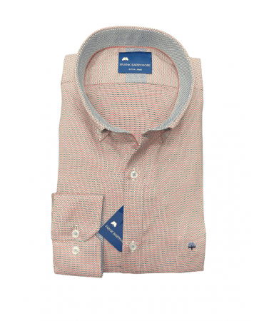 Frank Barrymore shirts with blue geometric pattern on red base