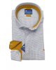 Frank Barrymore white shirt with blue pattern and tampa color inside of collar and cuff FRANK BARRYMORE SHIRTS