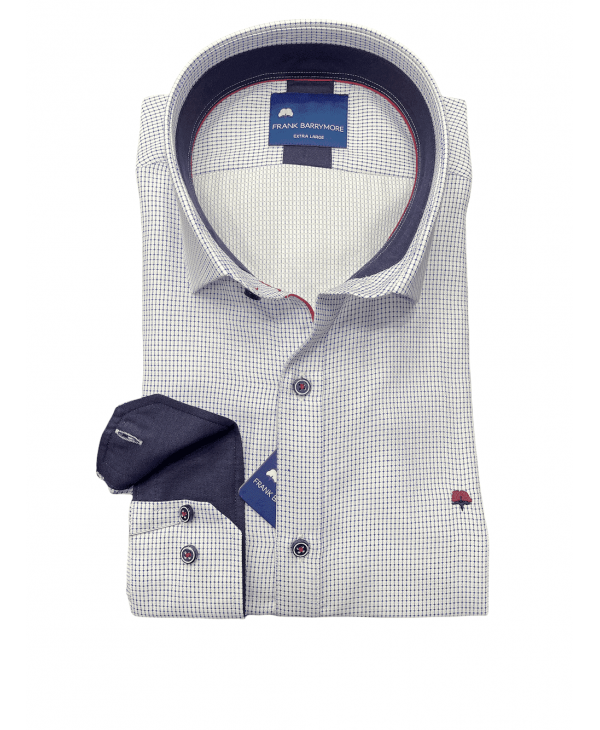 Frank Barrymore shirt on a white base with a blue design and very blue trim FRANK BARRYMORE SHIRTS