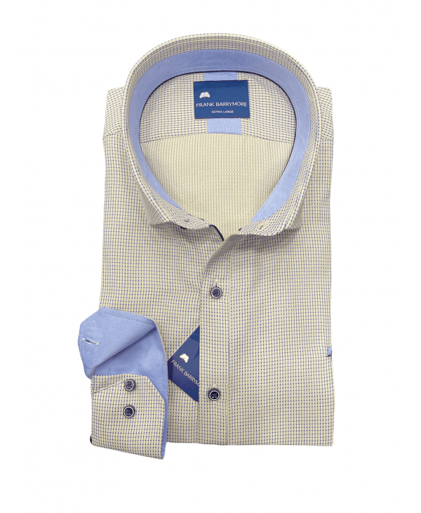 Frank Barrymore shirt on a beige base with a blue pattern and special blue trim FRANK BARRYMORE SHIRTS