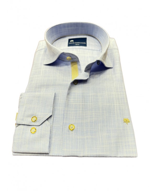 Light blue men's shirt with soft collar and beige placket FRANK BARRYMORE SHIRTS