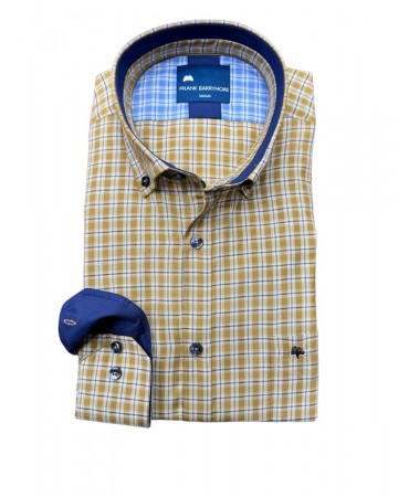 Beige check shirt with blue in a comfortable line