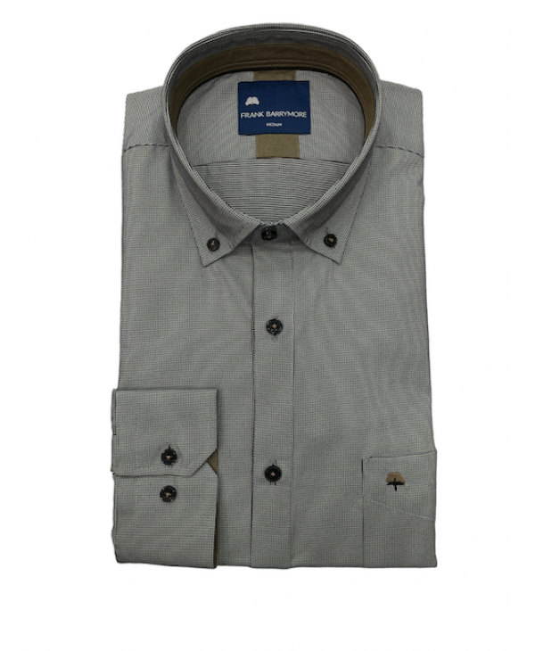 Shirt in an oil gray shade with a pocket and insert color inside the collar and cuff FRANK BARRYMORE SHIRTS