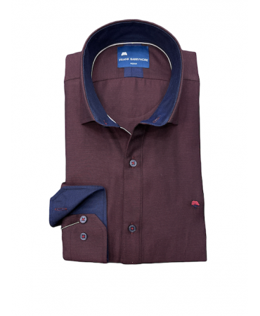 Frank Barrymore burgundy shirt with collar and cuffs in blue