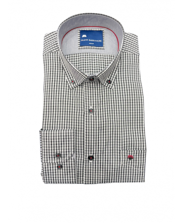Shirt on a gray base with a black check and inside collar and cuff in light gray Frank Barrymore