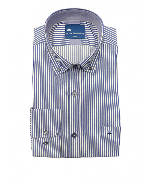 Blue and white striped shirt with pocket by Frank Barrymore FRANK BARRYMORE SHIRTS