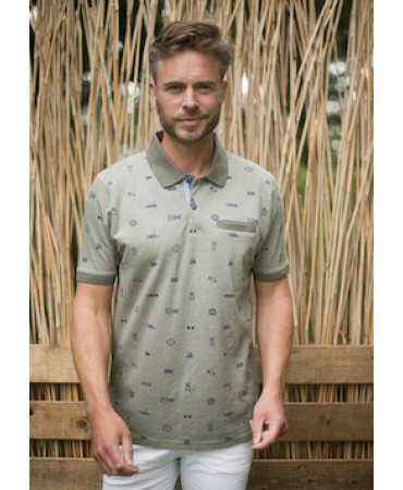 MeanTime Summer T-Shirt in Khaki with Nautical Marks