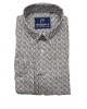Ecru-based shirt with geometric rhombus in brown and blue GCM ORIGINALS SHIRTS