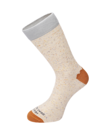 Squid of the Healthy Seas Socks Features an Ecru Base with Multicolored Spots with Orange Heel and Toe