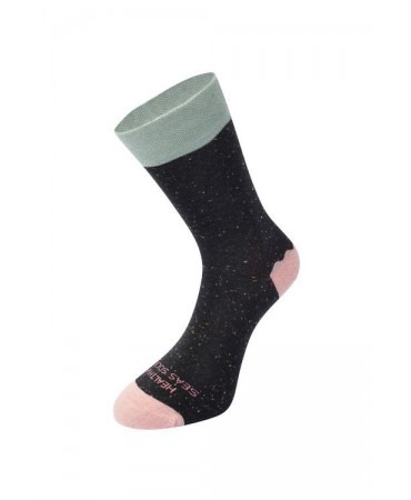 Healthy Seas Socks Black melange sock with pink and vermicelli trim