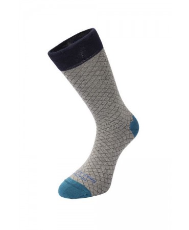 Men's Buri sock in gray base with blue and petrol color