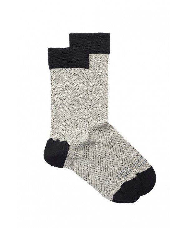 Men's eco sock in herringbone gray with black trim by Healthy Seas Socks HEALTHY SEAS SOCKS