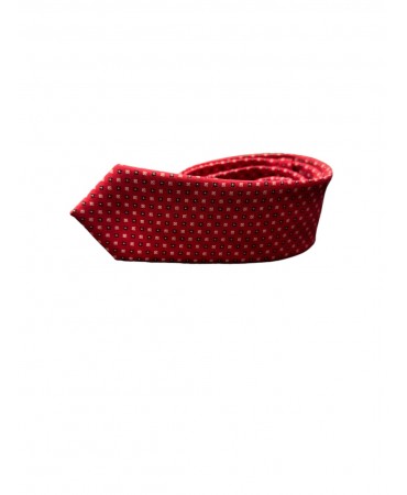  Κόκκινη γραβάτα με γεωμετρικό σχέδιο Μάκης Τσέλιος 