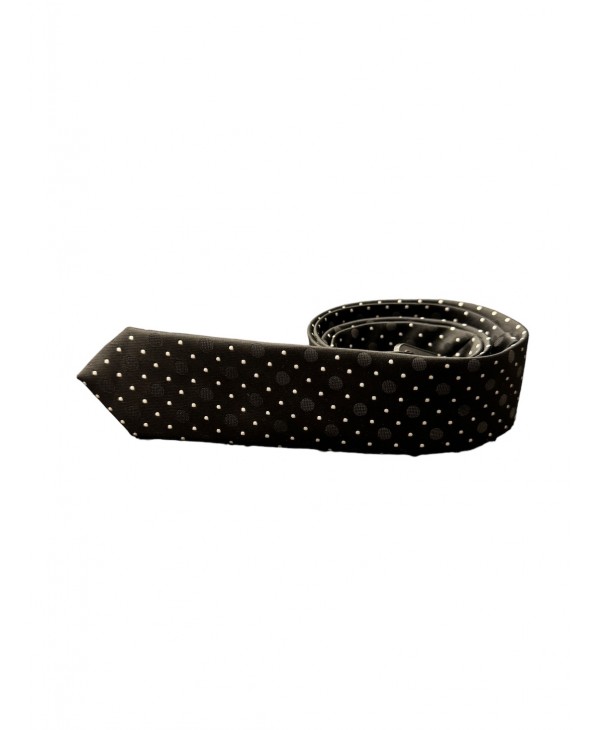 Narrow black tie with white polka dots MAKIS TSELIOS Tie