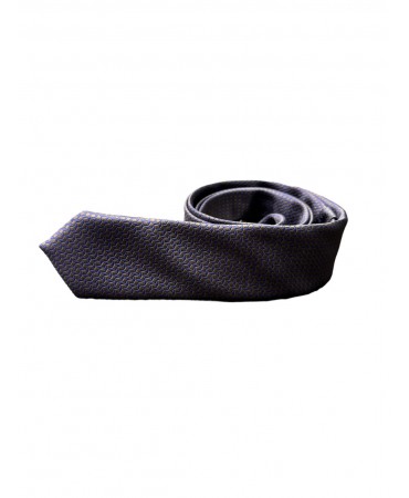 Blue tie with charcoal small pattern