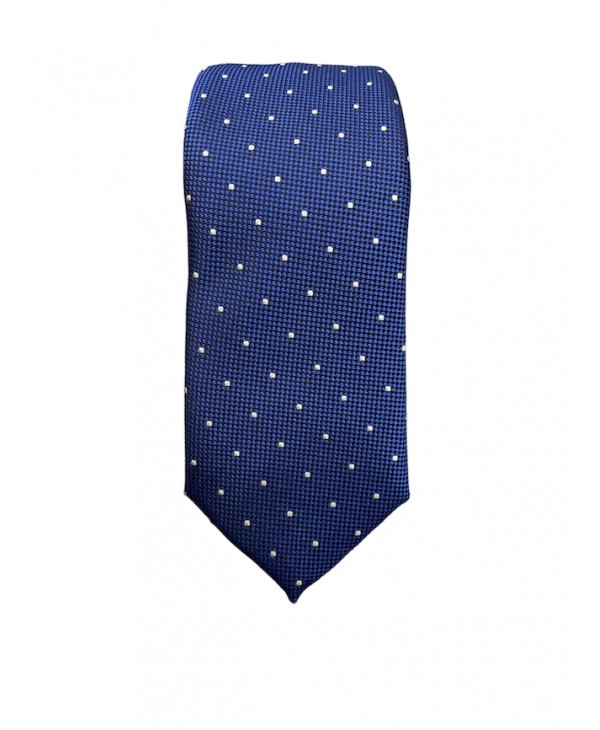 Makis Tselios men's tie blue with off-white polka dots MAKIS TSELIOS Tie