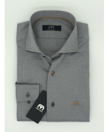 Makis Tselios Shirt with Micro Design in Gray Light with Beige Buttons 
