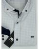 Makis Tselios Shirt with Small Blue Design in Comfortable Line on White Base and Blue Buttons MAKIS TSELIOS SHIRTS