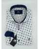 Makis Tselios Shirts with Micro Design Blue on White Base MAKIS TSELIOS SHIRTS