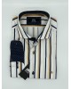 Makis Tselios Striped Shirt in White Base with Blue and Yellow Stripe MAKIS TSELIOS SHIRTS