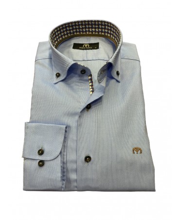 Makis Tselios men's shirt light blue with a special design inside the collar and placket
