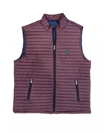 Men's vest jacket in burgundy color with special finishes in black