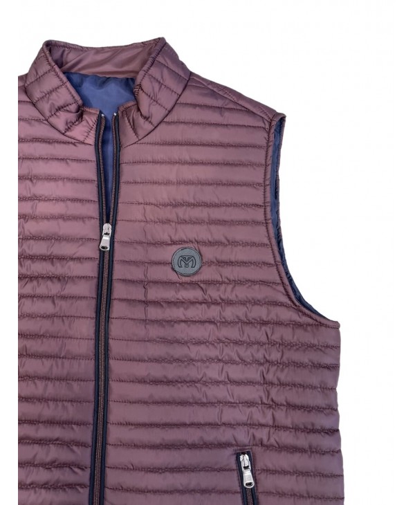 Men's vest jacket in burgundy color with special finishes in black VEST