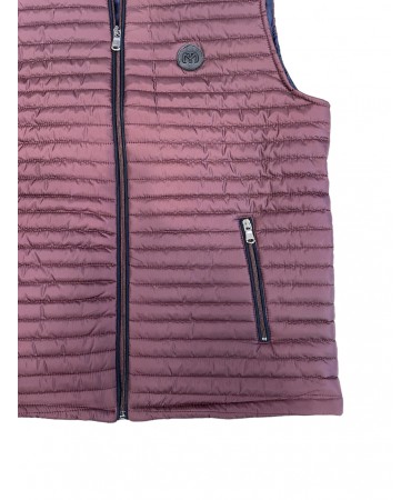 Men's vest jacket in burgundy color with special finishes in black