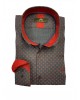 Makis Tselios men's blue shirt with burgundy geometric pattern and special buttons MAKIS TSELIOS SHIRTS