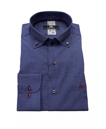 With small plaid gray shirt for men Makis Tselios on a blue base