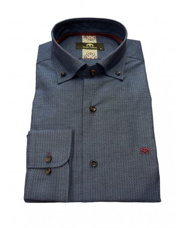 Makis Tselios men's blue shirt with a micro-design of its own color in a comfortable line
