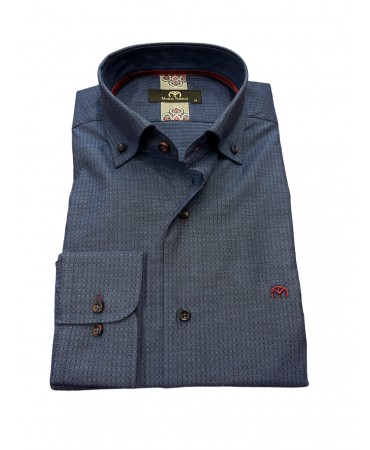 Makis Tselios men's blue shirt with a micro-design of its own color in a comfortable line