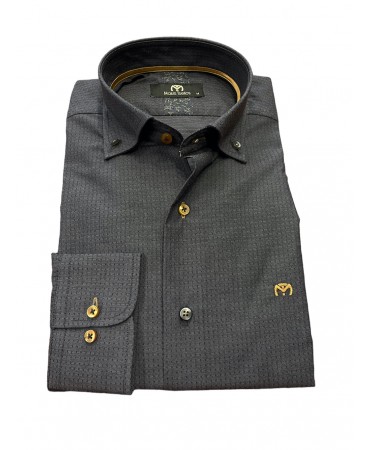Men's shirt in charcoal color with special brown buttons