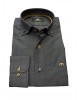 Men's shirt in charcoal color with special brown buttons MAKIS TSELIOS SHIRTS