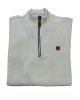 Men's knitted cotton blouse with an embossed design in white POLO ZIP LONG SLEEVE