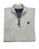 Men's knitted cotton blouse with an embossed design in white POLO ZIP LONG SLEEVE